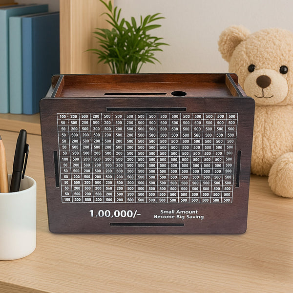 Wooden Money / Piggy Bank, Money Box (1 Pc / Pen Not Included)