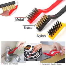 Mini Wire Brush Set - Brass, Nylon, Steel for Cleaning & Rust Removal (3 Pcs Set)