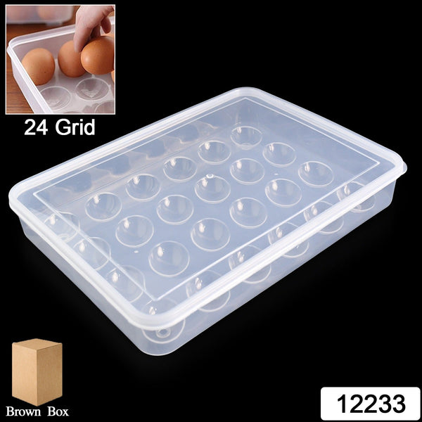 Plastic Egg 24 Grid Storage Container Holder for Refrigerator Egg Tray Holds 24 Eggs (1 Pc)
